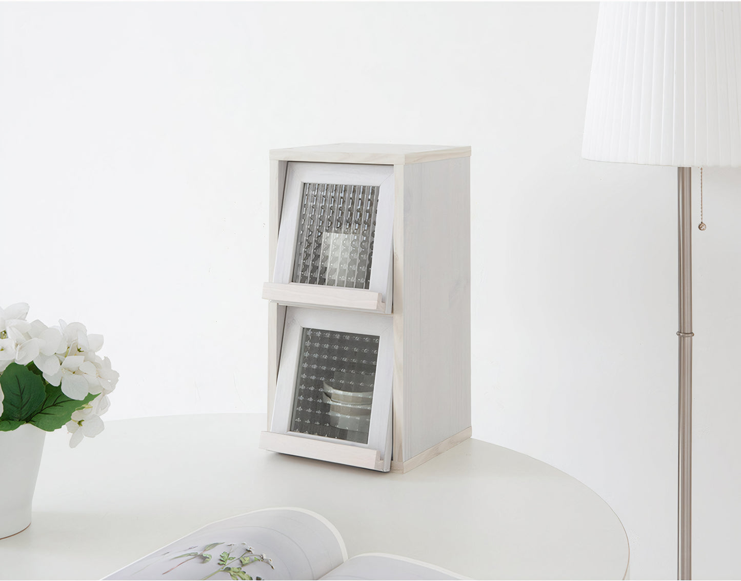 Mini Wood Cabinet with Glass Doors
