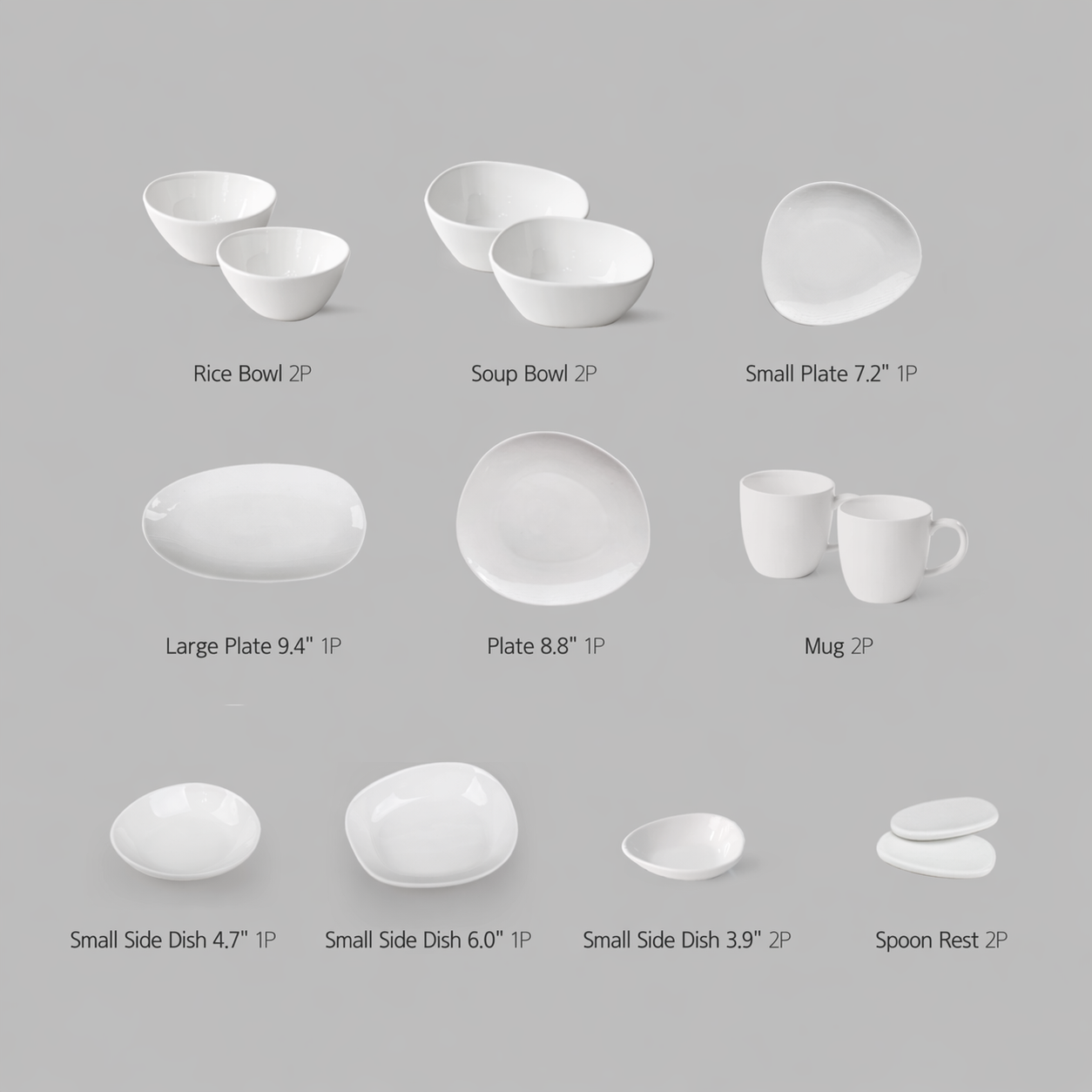 Cream White Pebble Dinnerware Set for 2