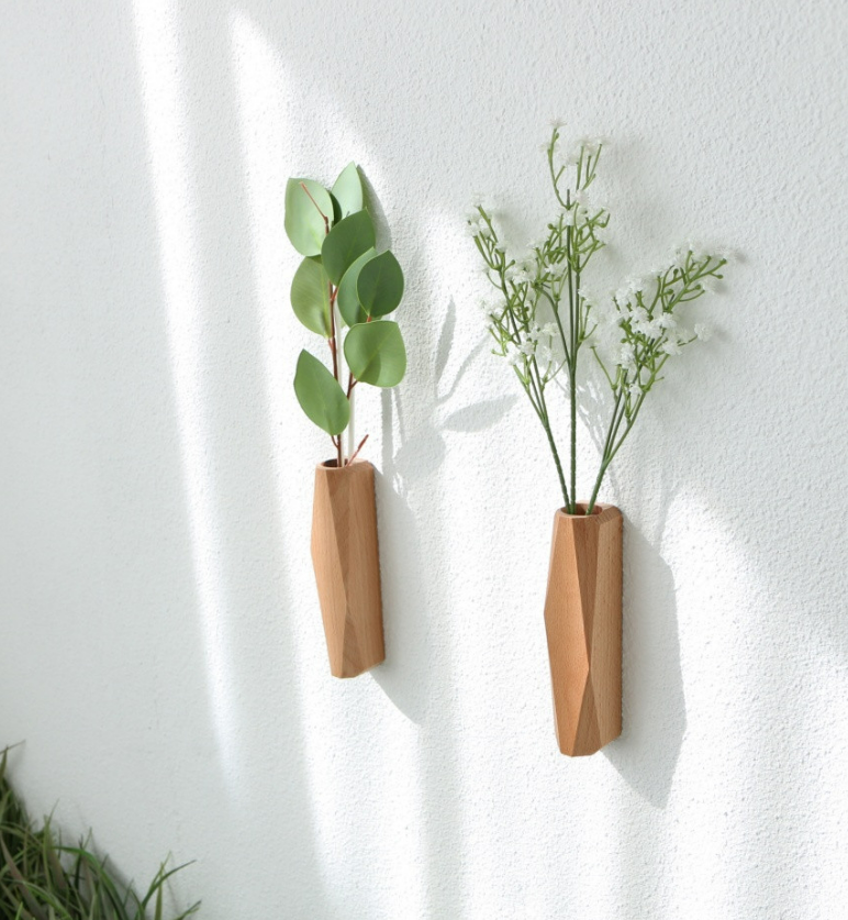 Wall-Mounted Wooden Diffuser Vase