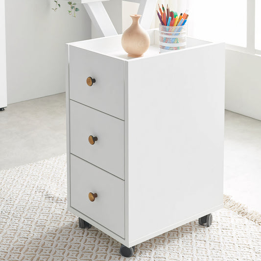3-Drawer Rolling Storage Cart with Wood Accents