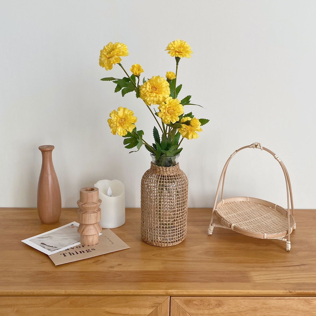 Rattan Glass Vase