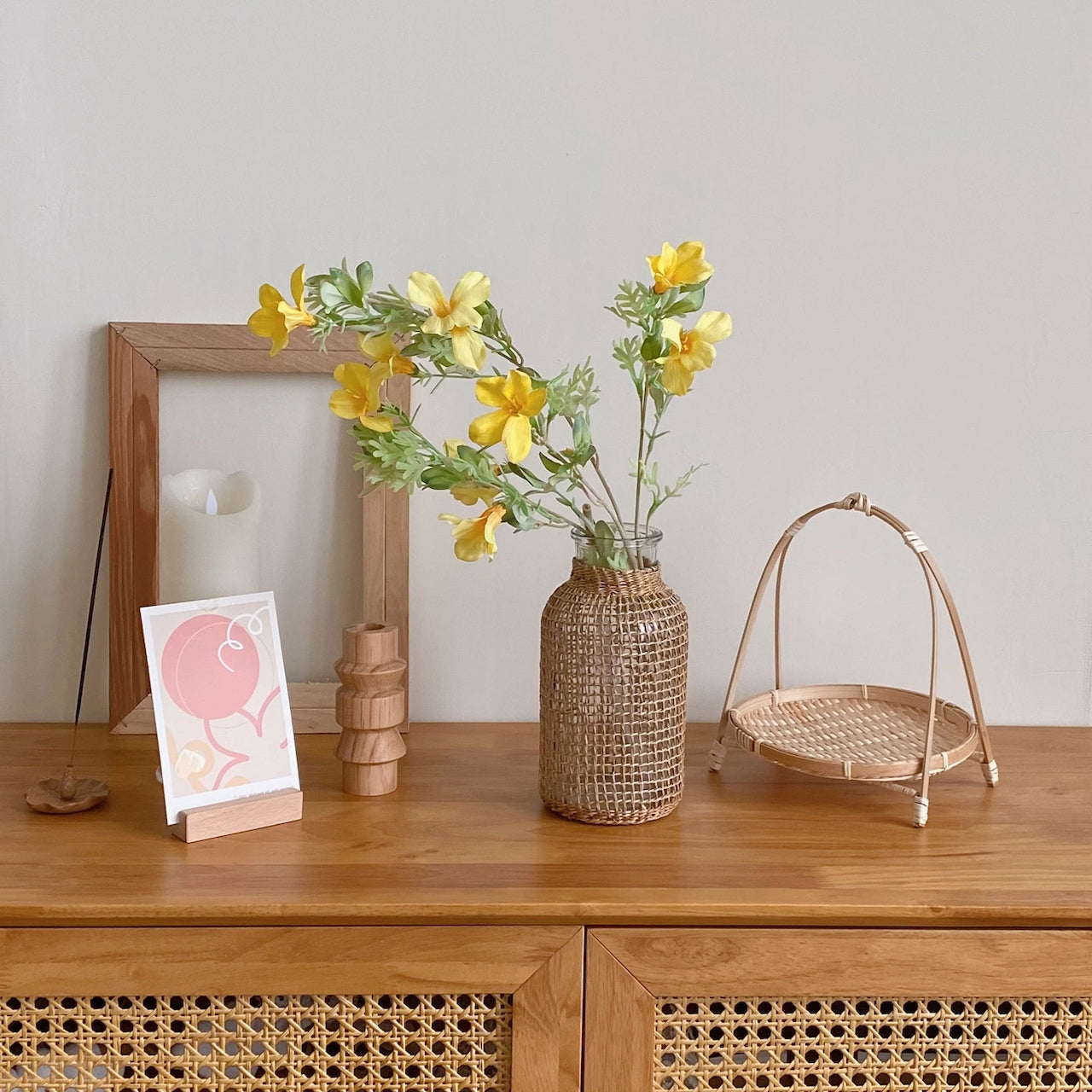 Rattan Glass Vase