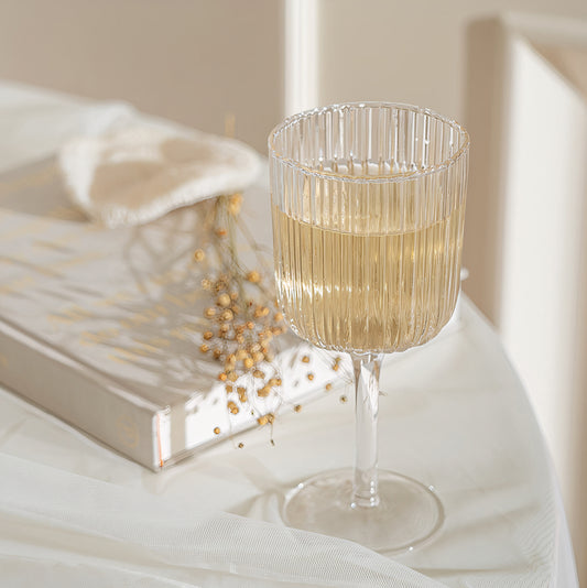 Vintage Pleated Wine Glass Set of 4