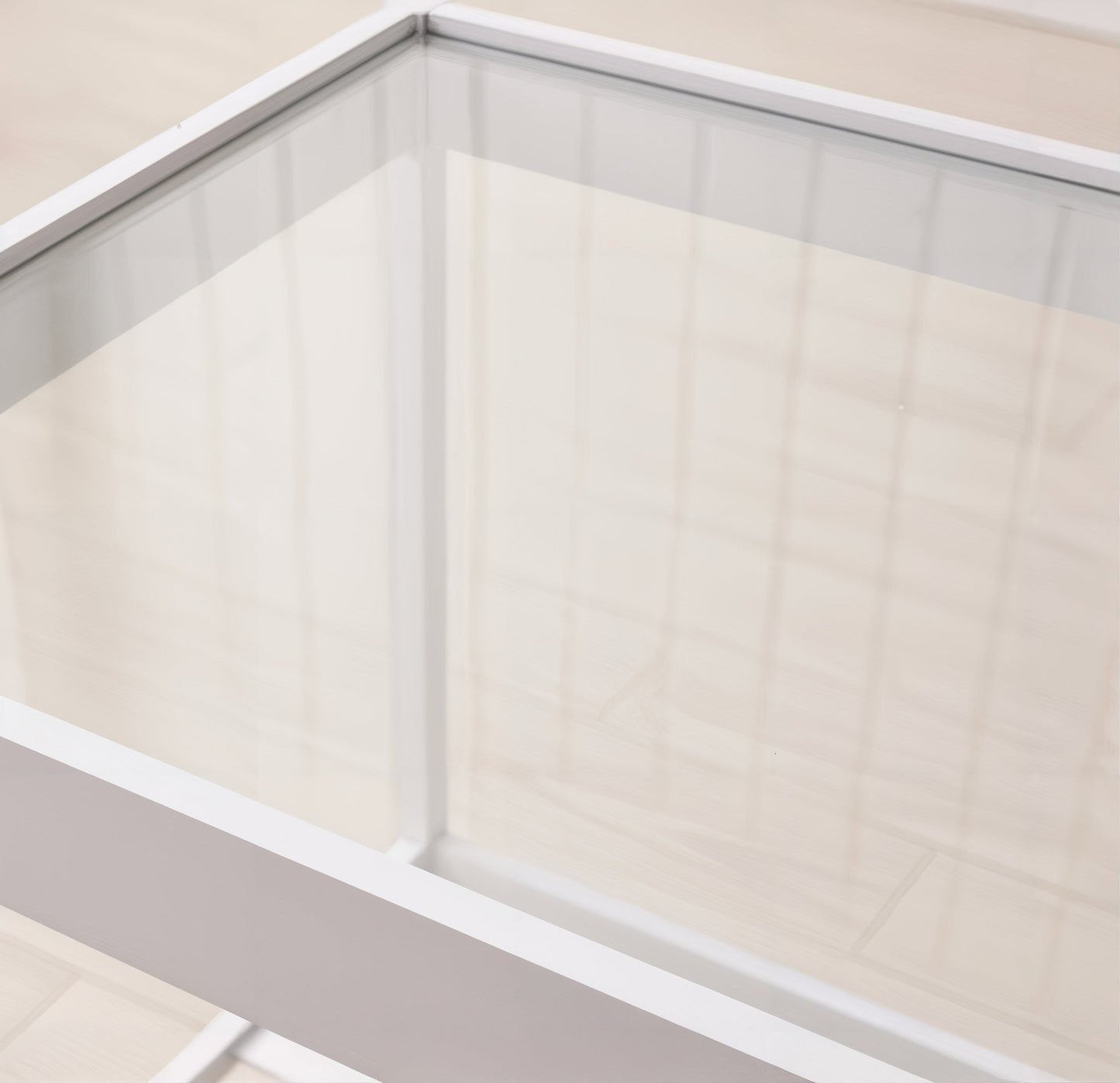 2-Tier Side Table with Tempered Glass Top