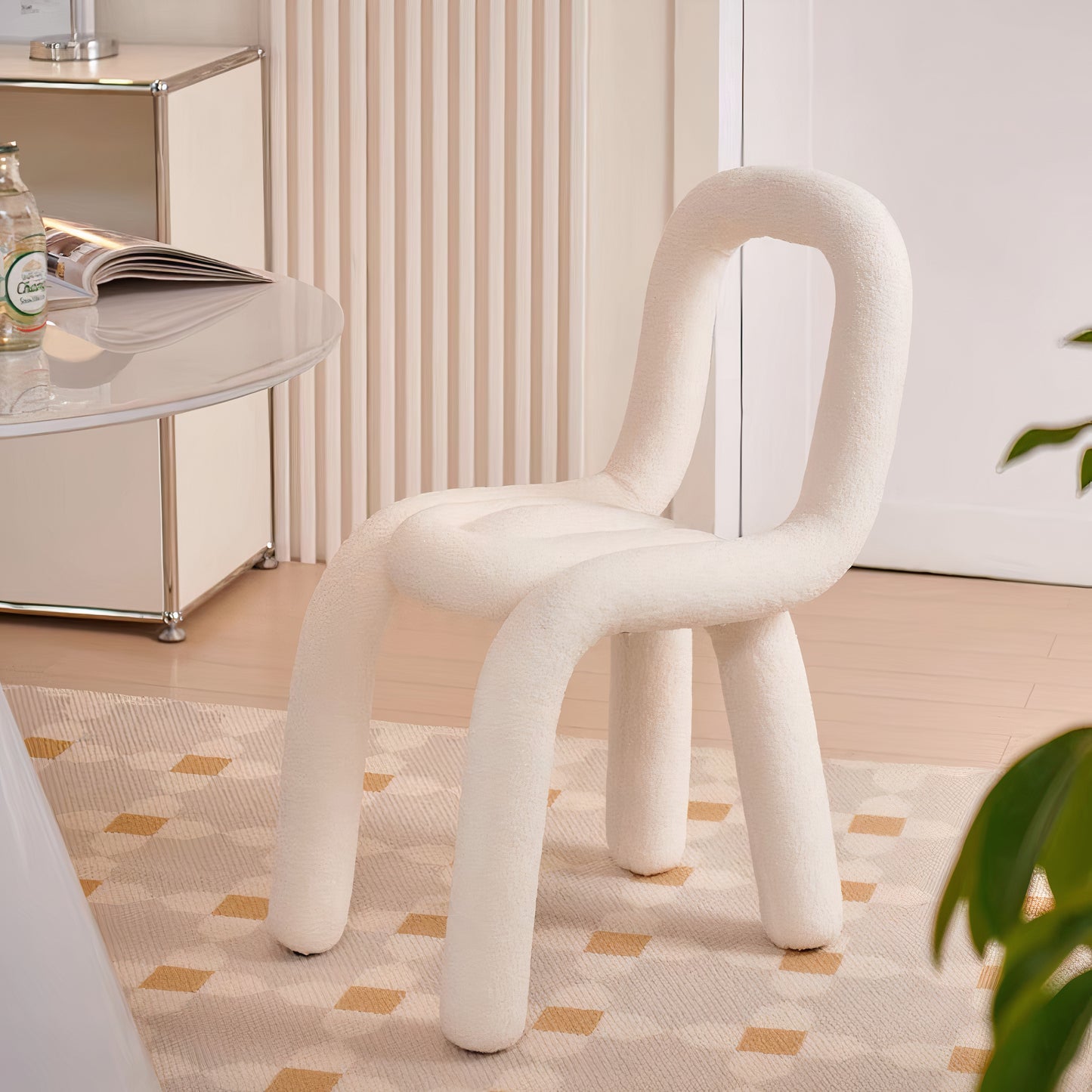 Curved Bouclé Loop Chair