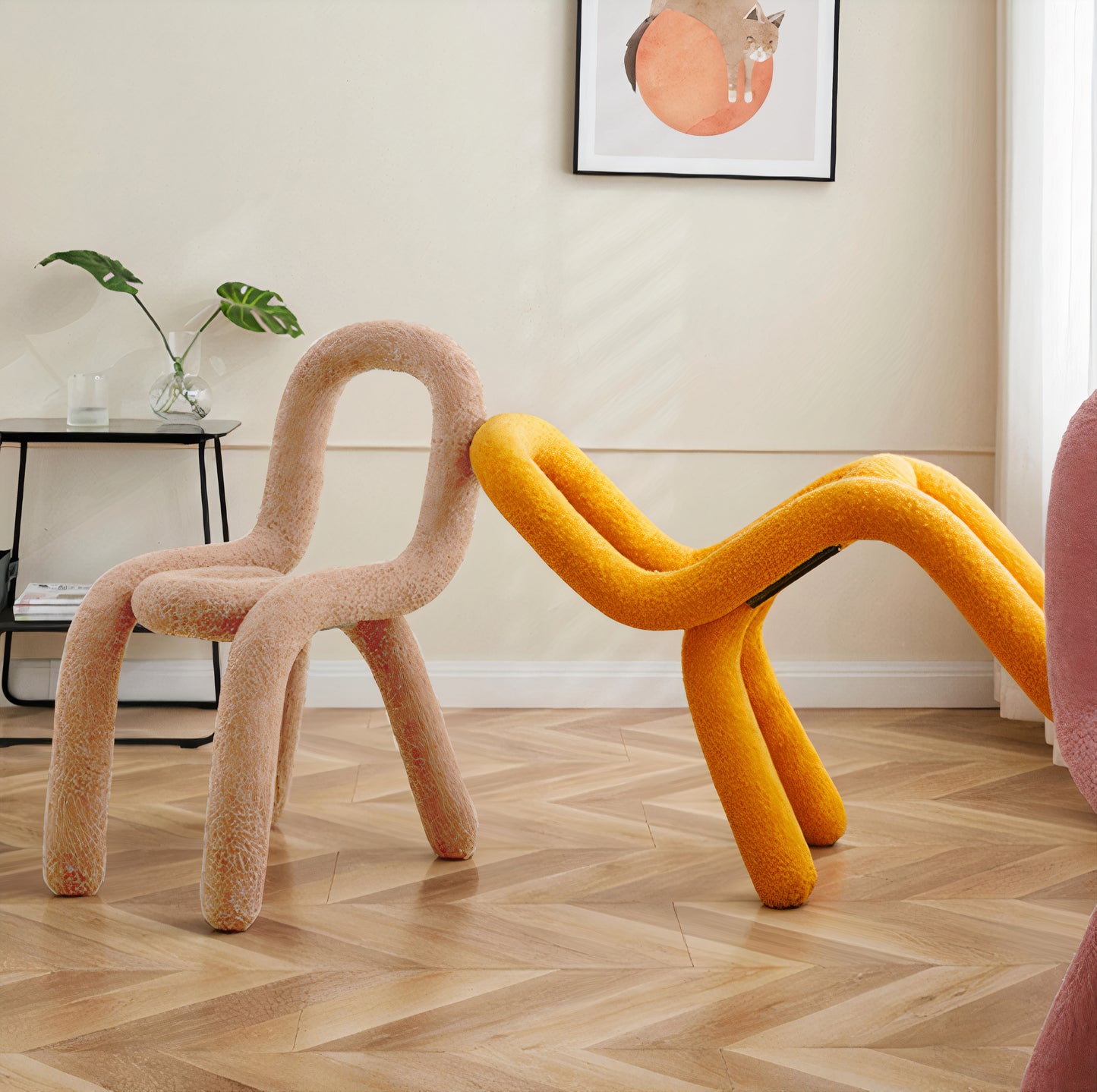 Curved Bouclé Loop Chair