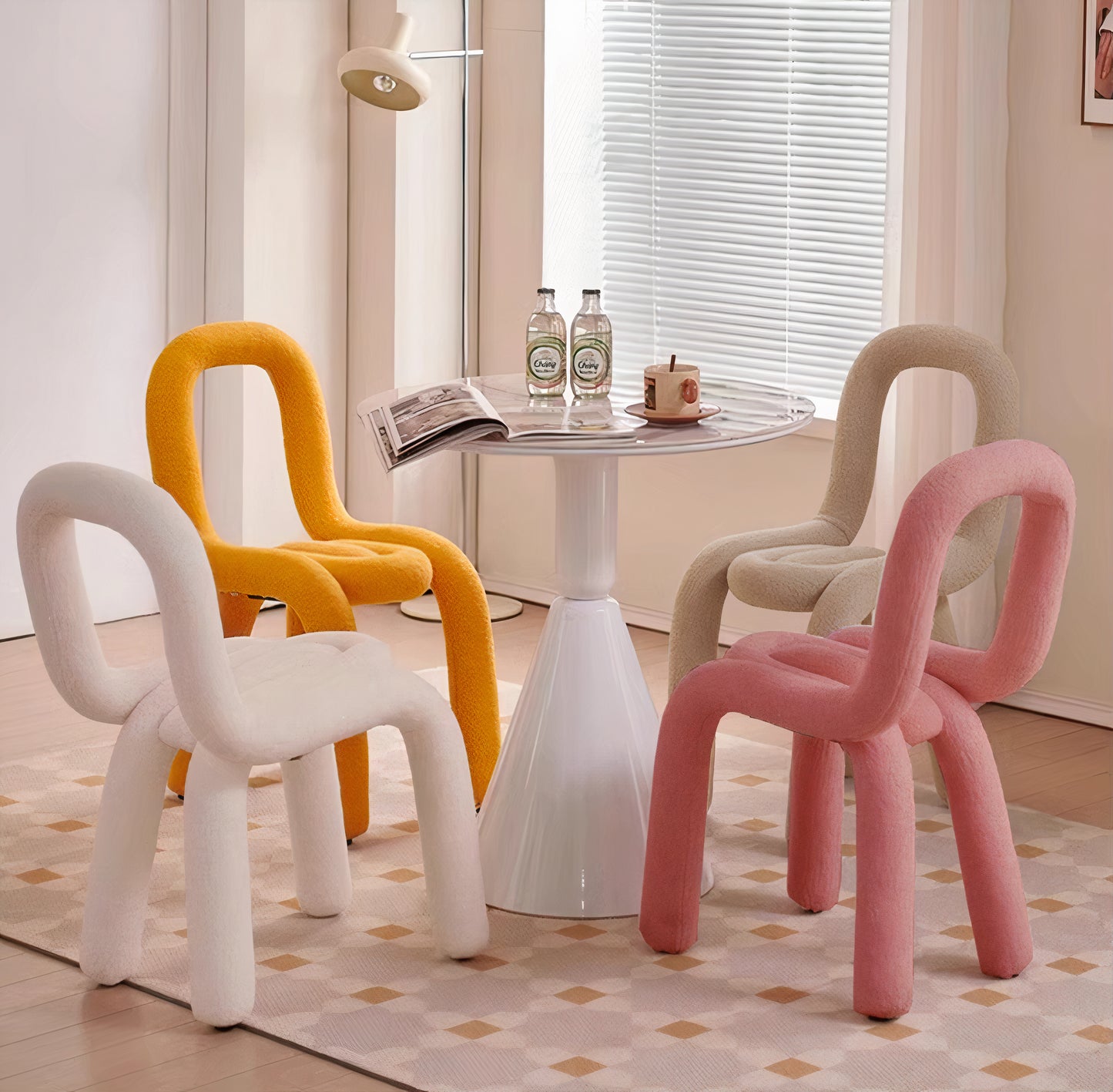 Curved Bouclé Loop Chair