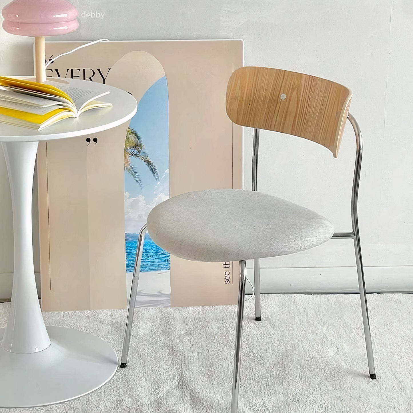 Wood Back Chrome Dining Chair