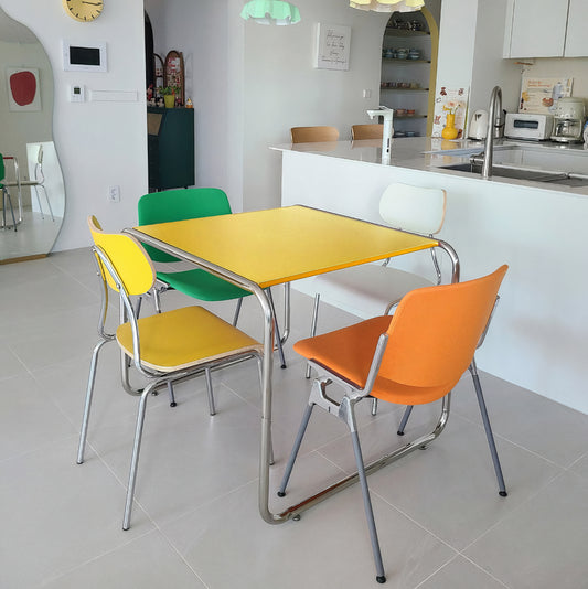 Colorful Square Chrome Legged Table