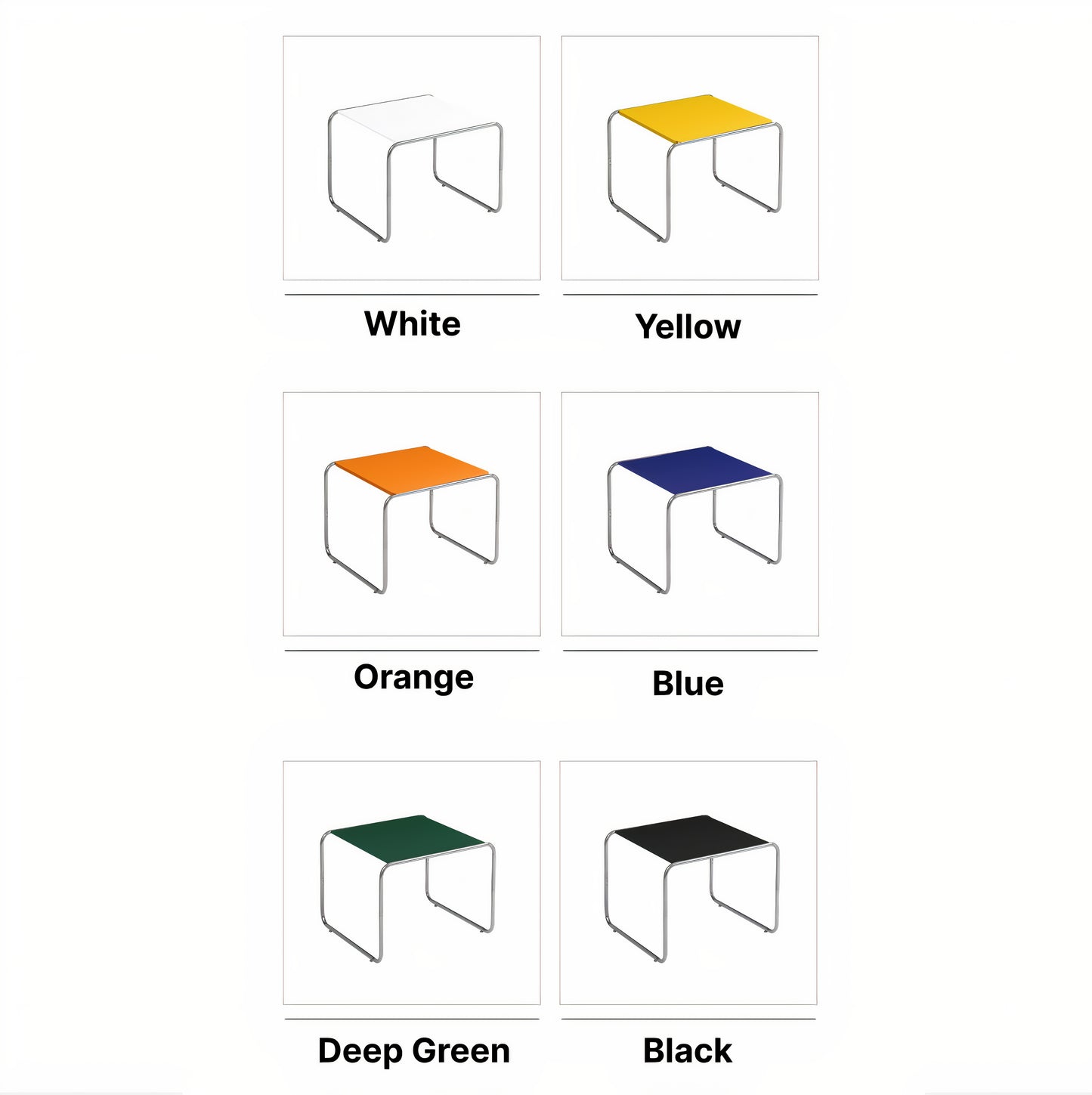Colorful Square Chrome Legged Table