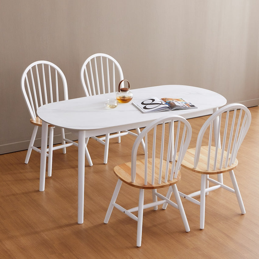 Ceramic Tabletop Solid Wood Frame Dining Table