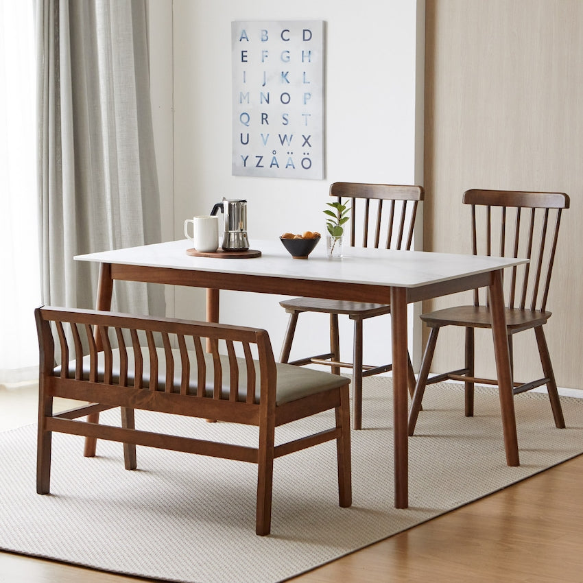 Ceramic Tabletop Solid Wood Frame Dining Table
