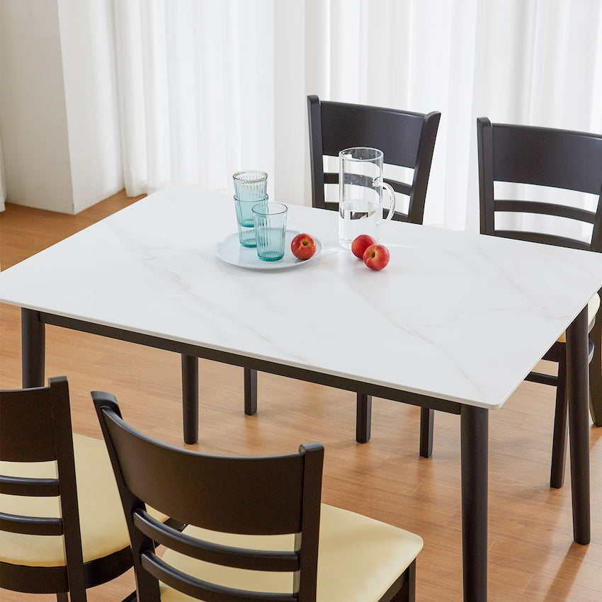 Ceramic Tabletop Solid Wood Frame Dining Table