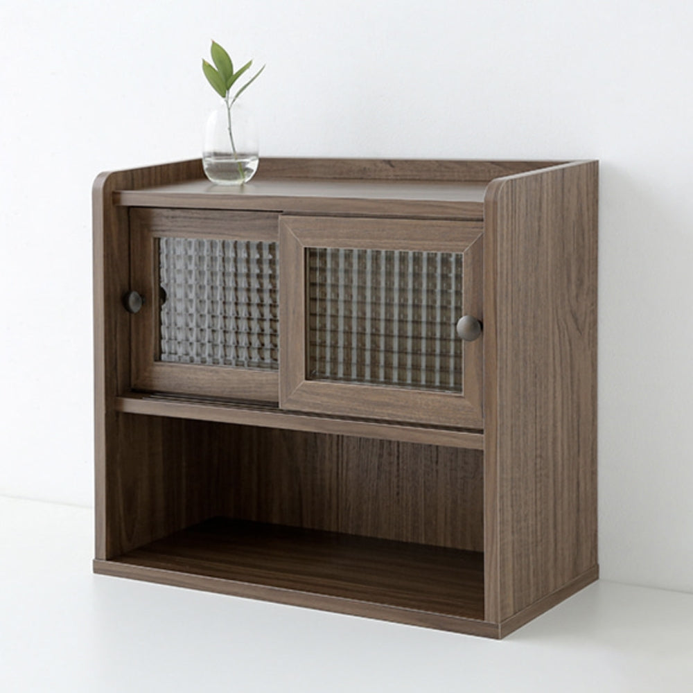 Mini Wooden Hutch Cabinet with Sliding Glass Doors