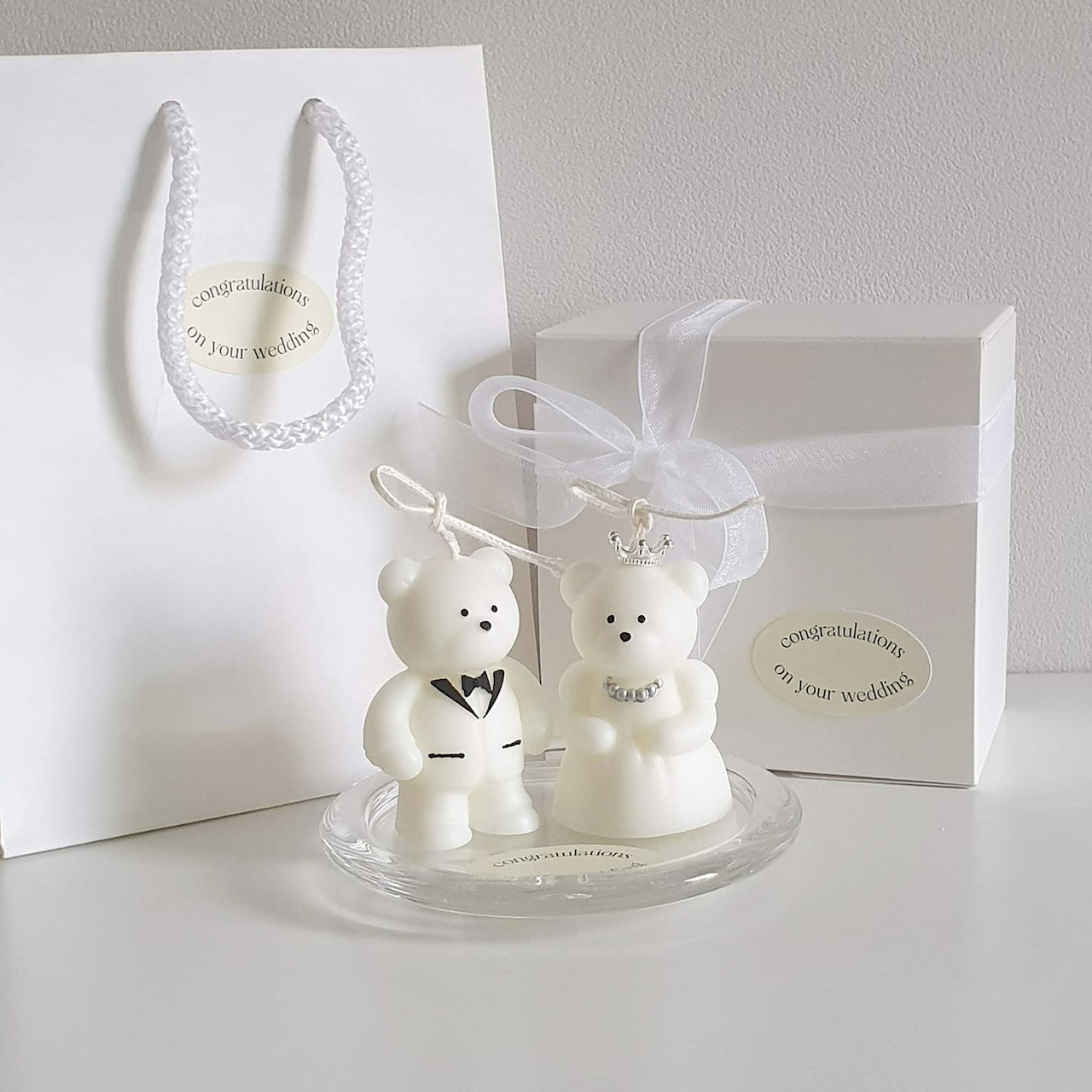 Mini Wedding Bear Candle Set