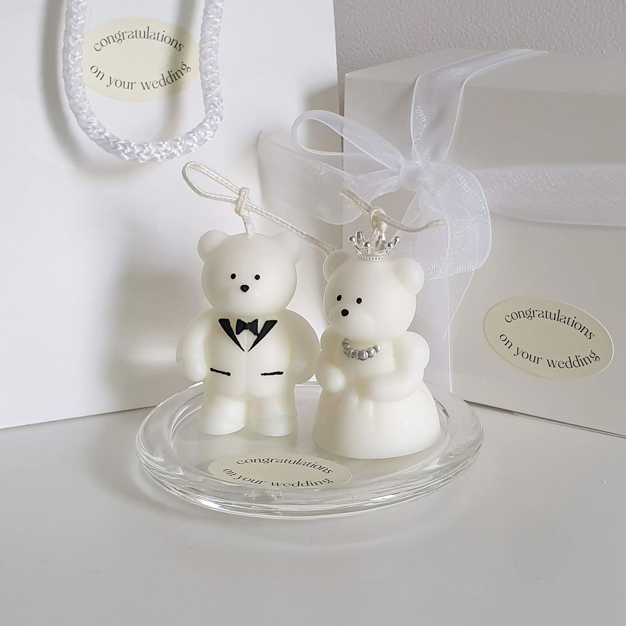 Mini Wedding Bear Candle Set
