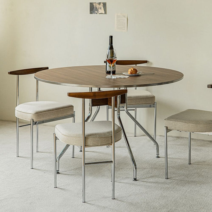 Round Steel Leg Dining Table