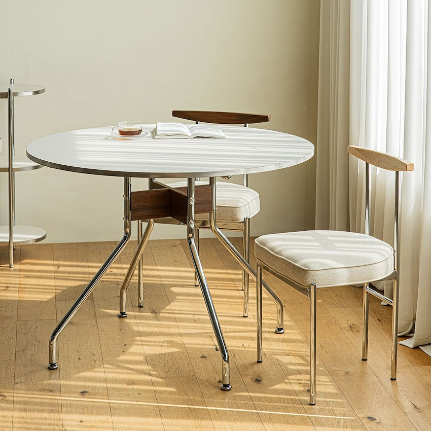 Round Steel Leg Dining Table