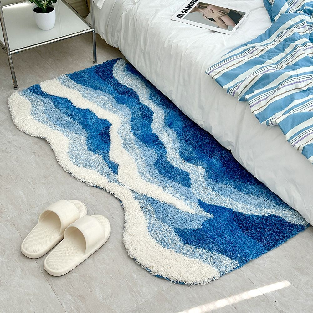 Wavy Blue Tufted Rug