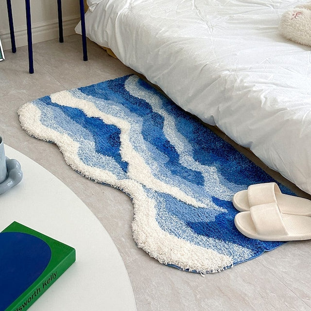 Wavy Blue Tufted Rug