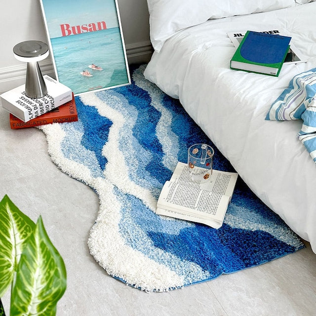 Wavy Blue Tufted Rug