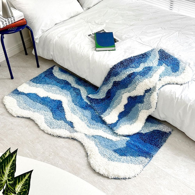 Wavy Blue Tufted Rug