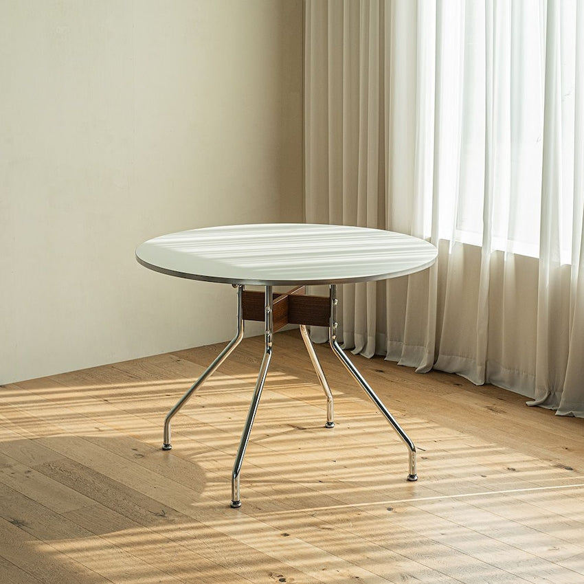 Round Steel Leg Dining Table