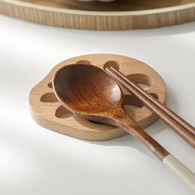 Wood Lotus Root Spoon Rest & Coaster Set (2-Piece)