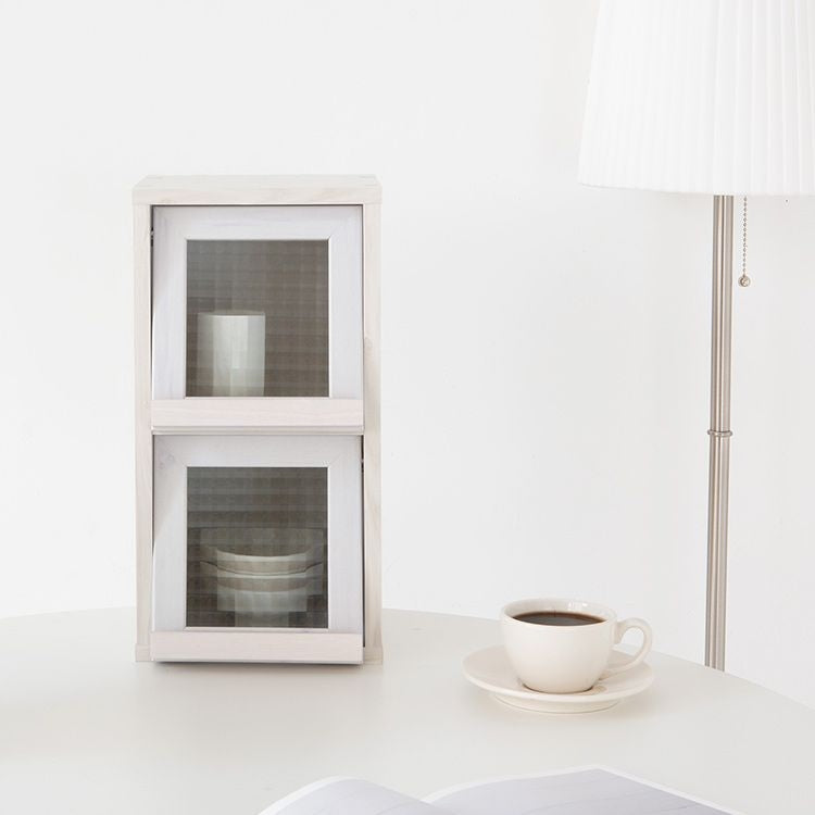 Mini Wood Cabinet with Glass Doors