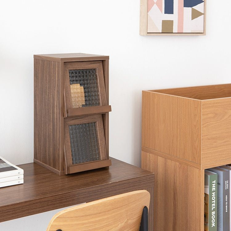 Mini Wood Cabinet with Glass Doors