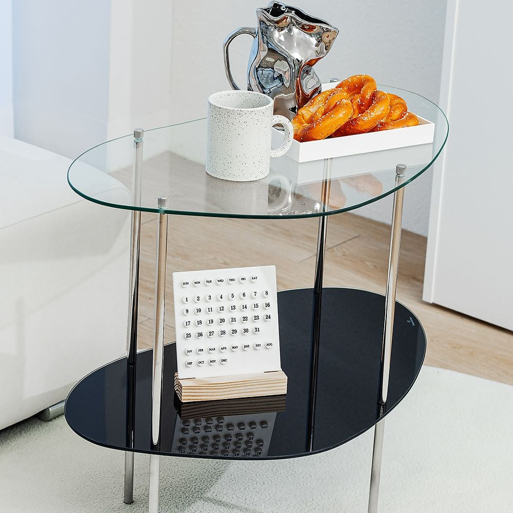 2-Tier Wavy Glass Table