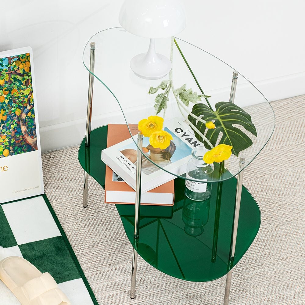 2-Tier Wavy Glass Table