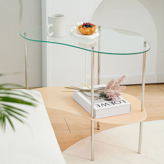 2-Tier Wavy Glass Table - detail view