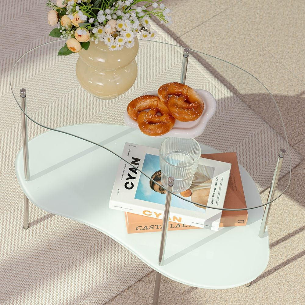 2-Tier Wavy Glass Table