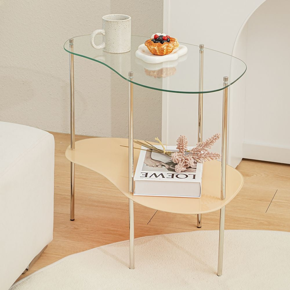 2-Tier Wavy Glass Table
