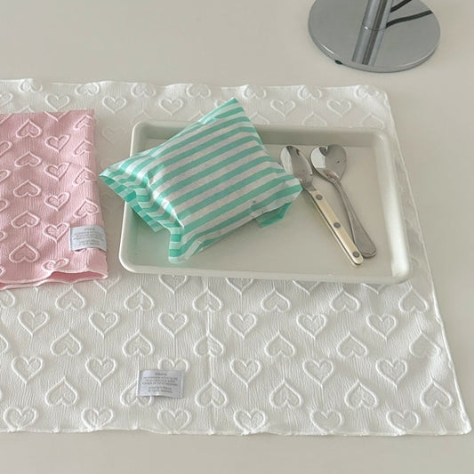 Heart Jacquard Kitchen Drying Mat