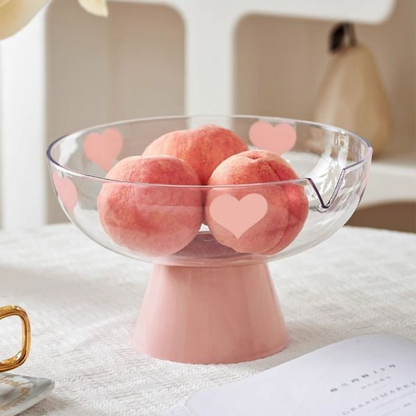 Pink Heart Self-Draining Fruit Bowl