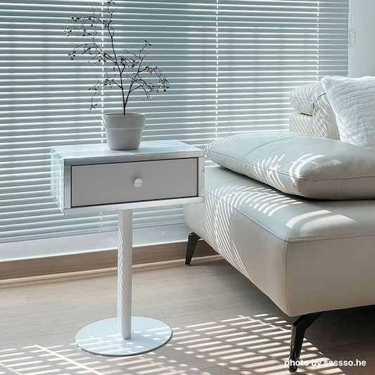 Silver Edge Pedestal Nightstand