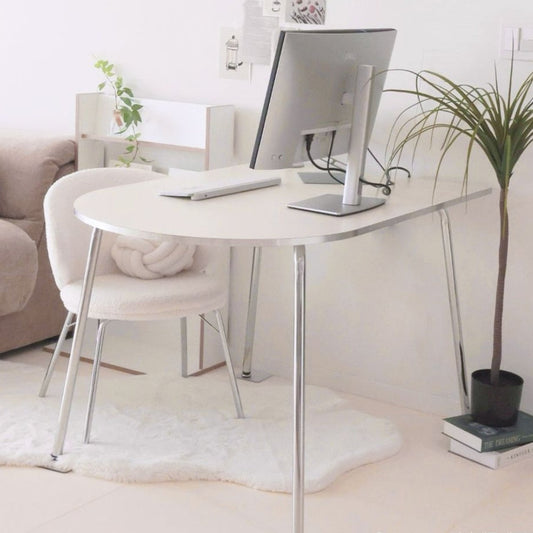 Chrome Half-Oval Mid-Century Table