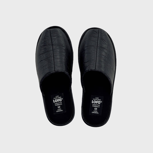 Lofa Black Open-Toe Slippers