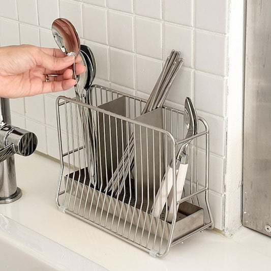 Utensil Holder with Drain Tray
