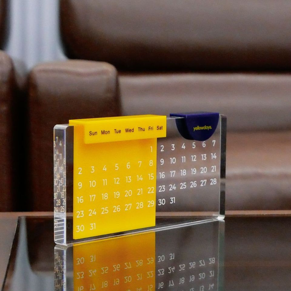 Retro Yellow Acrylic Desk Calendar