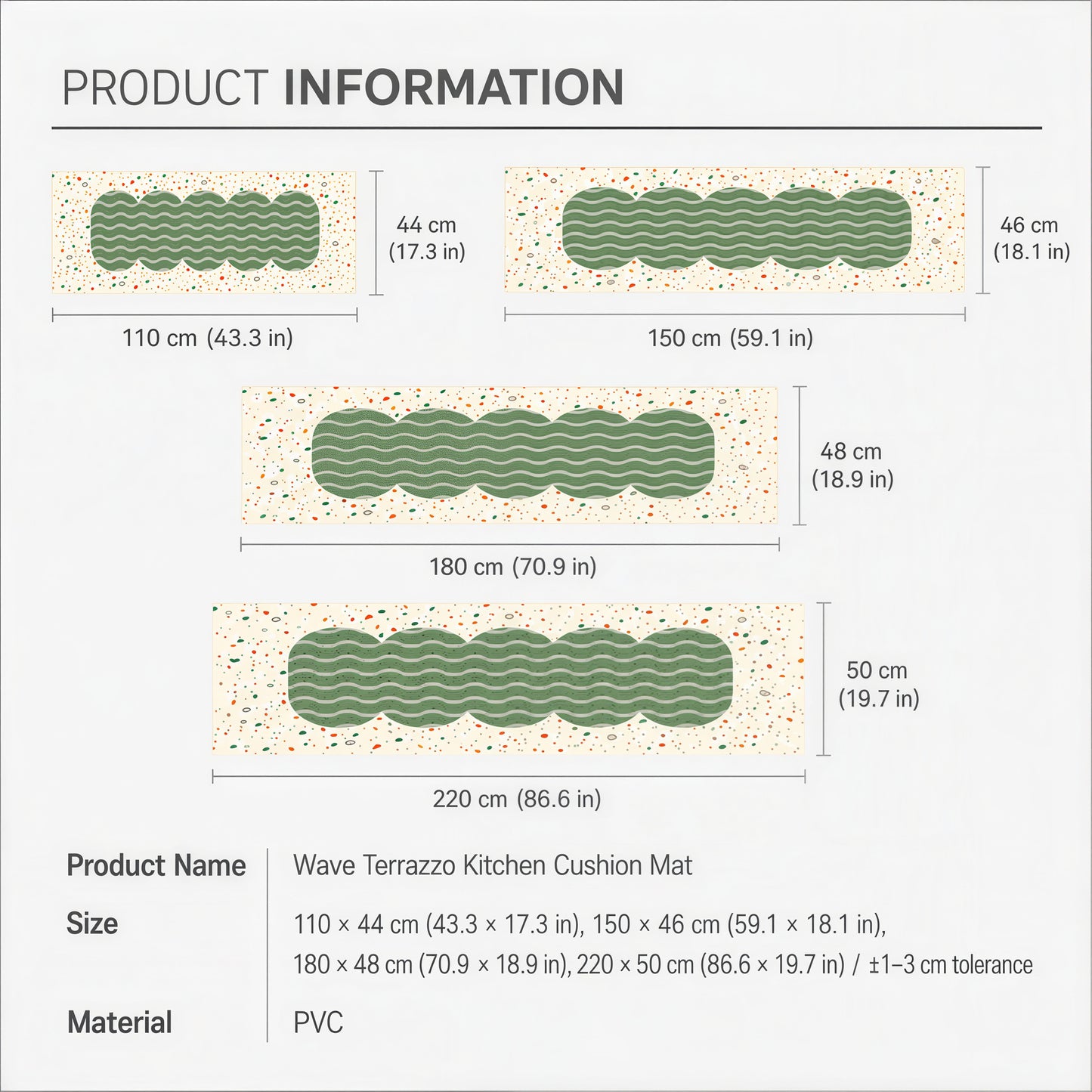 Wave Terrazzo Kitchen Cushion Mat