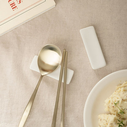 White Ceramic Spoon Rest Set (4-Piece)