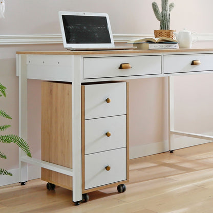 3-Drawer Rolling Storage Cart with Wood Accents