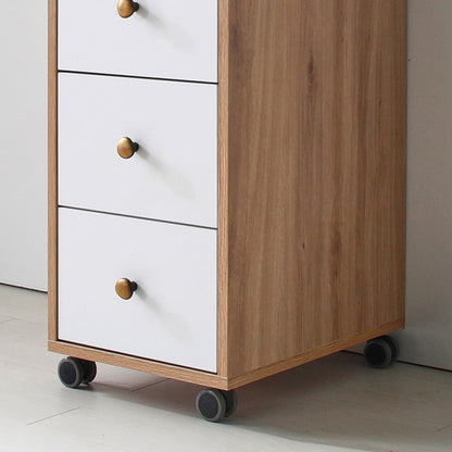 3-Drawer Rolling Storage Cart with Wood Accents