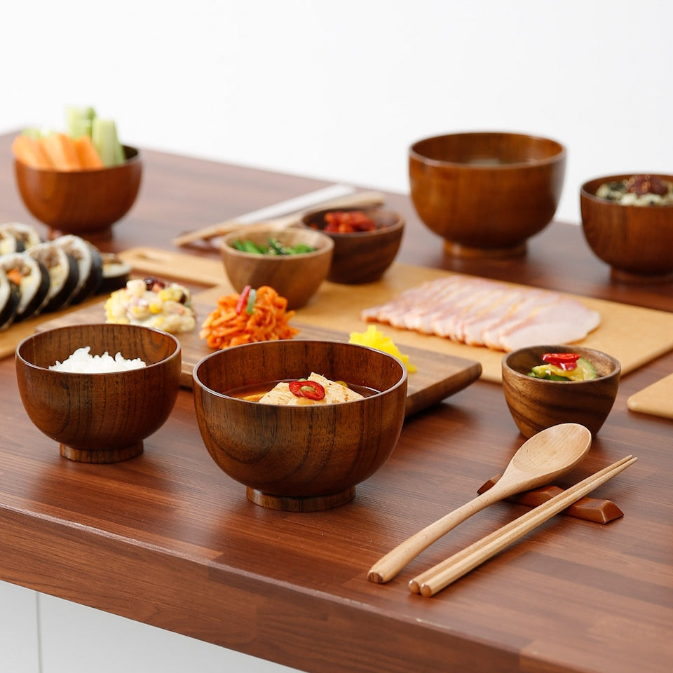 Natural Wood Tableware Set (4-Piece)