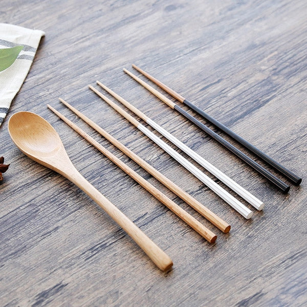 Natural Wood Tableware Set (4-Piece)