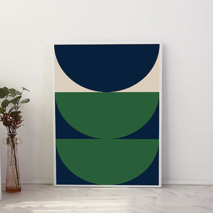 Mid-Century Green Circle Folding Frame Table