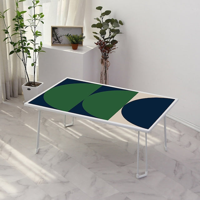 Mid-Century Green Circle Folding Frame Table